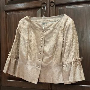 Dorothy Mann Gold Brocade Jacket and Skirt ensemble size 10